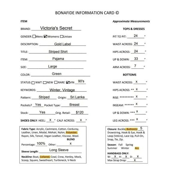 Victoria's Secret Womens Vintage Gold Label Striped Pajama Large Green XM EXC - Picture 12 of 12